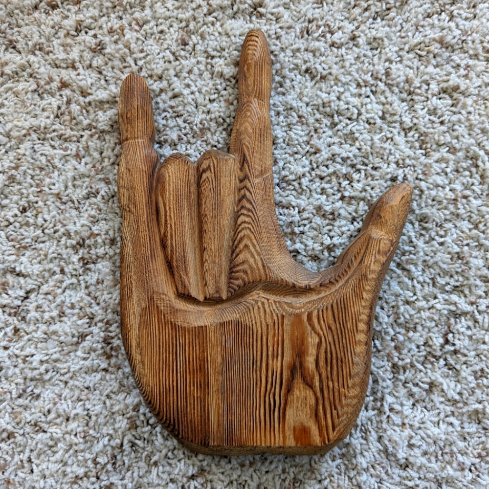Wood Carved "I Love You" Wall Hanging